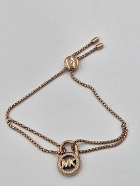 Michael Kors Rose Gold MK Padlock Adjustable Bracelet